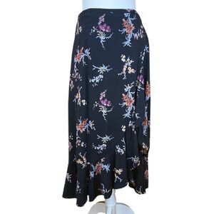Paige Alamar Midi Wrap Skirt Size M Black Combo Bali Orchid Floral Ruffles